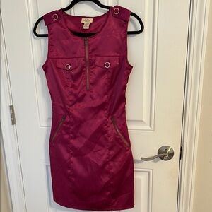 Bebe Pink Sheath Mini Dress Sleeveless Crew Neck Cocktail